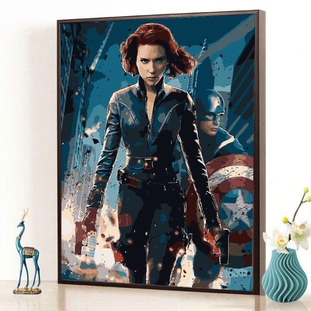 Bức tranh tô sơn dầu tự hoàn thiện hoạ tiết nhân vật siêu anh hùng Marvel đẹp mắt
