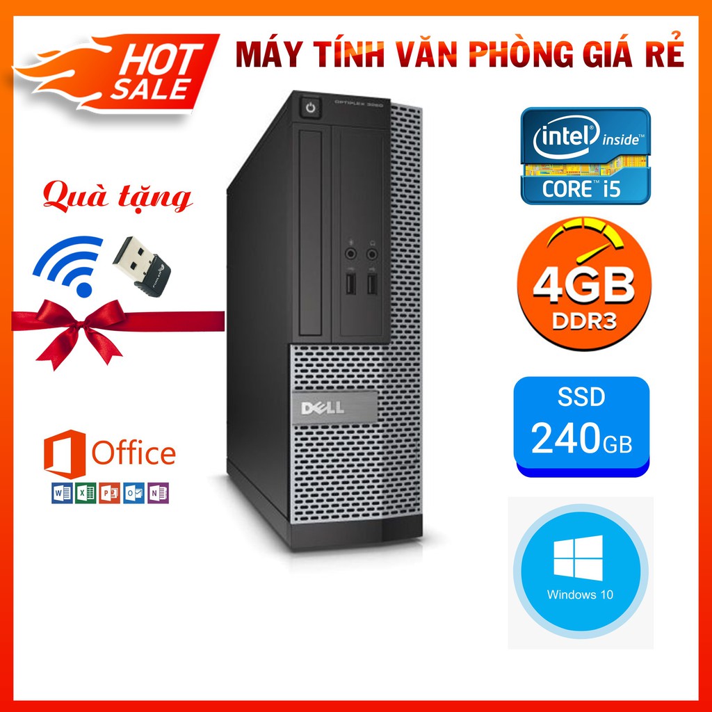 Máy Tính Đồng Bộ Dell ⚡️HoangPC⚡️ Cây Máy Tính Văn Phòng - Dell Optiplex (i5 4570/Ram 4G/SSD 240G) - Tặng USB Wifi