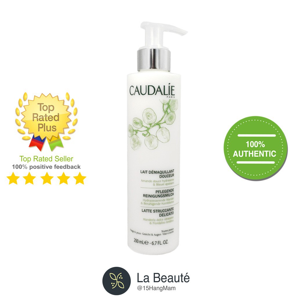 Caudalie Lait Démaquillante Doucer - Sữa Tẩy Trang Chiết Xuất Hạnh Nhân Và Dầu Hạt Nho 200ml