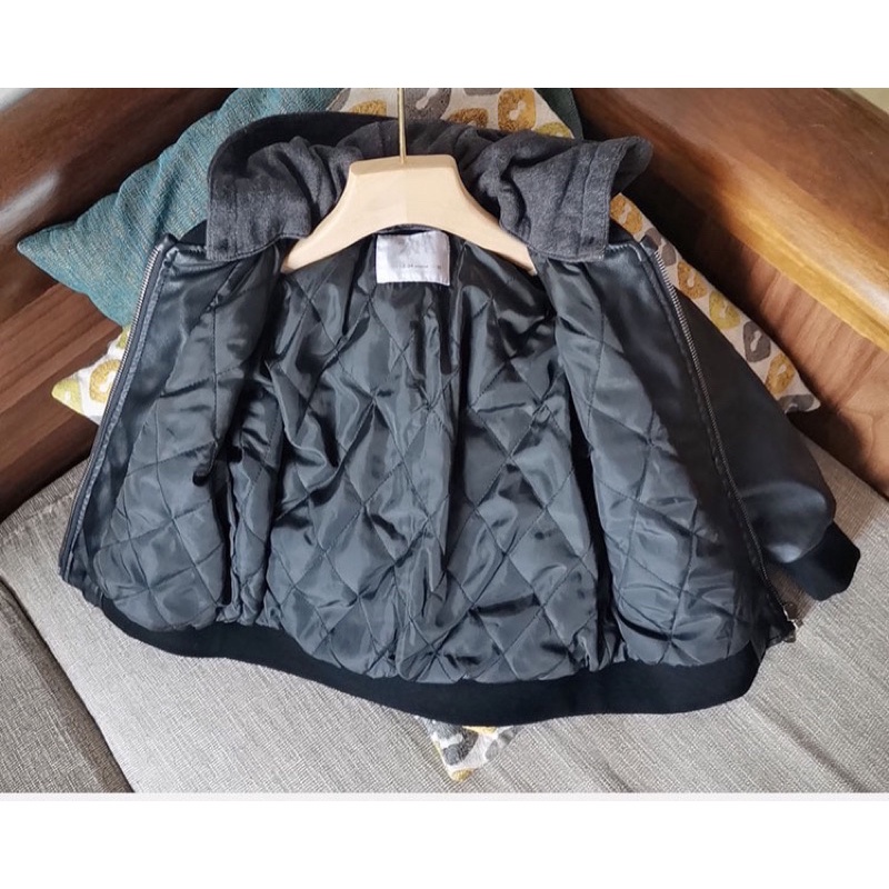 Áo khoác da mũ nỉ Zara dư xịn bé trai