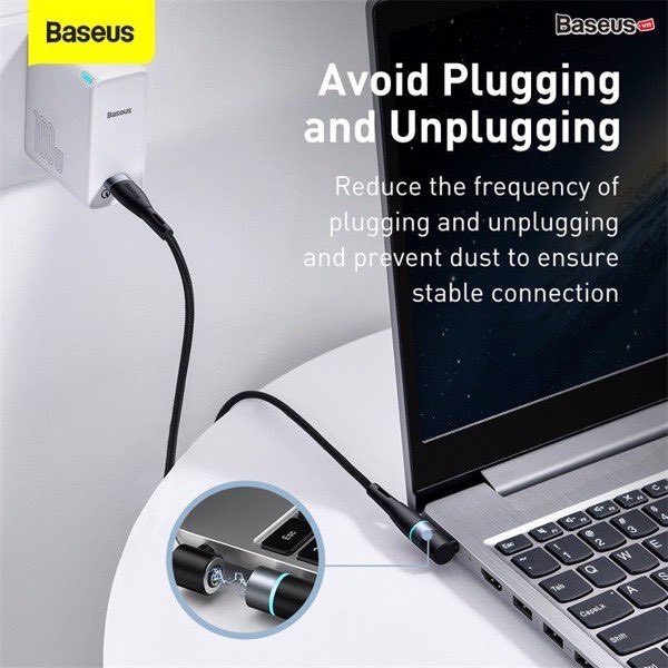 Ảnh Thật Cáp Sạc Nam Châm Cho Laptop - Baseus Zinc Magnetic Series Lenovo Laptop Type-C to DC Round Port 100w