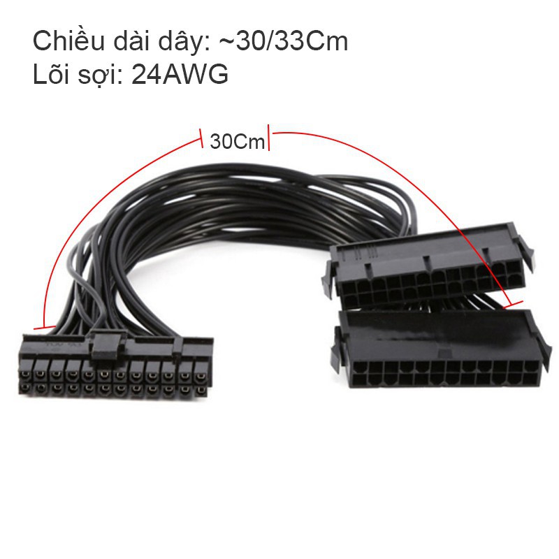 Cáp chạy 2 nguồn ATX 24PIN  Cáp Kết Nối Eplbs Cáp chia nguồn 24PIN ATX 1 thành 2 kích hoạt chạy 2 nguồn cho PC