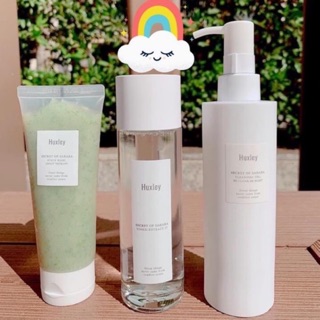 Combo 3 Bước Chăm Sóc Da Sữa Rửa Mặt Tẩy Da Chết Toner Huxley Full Size