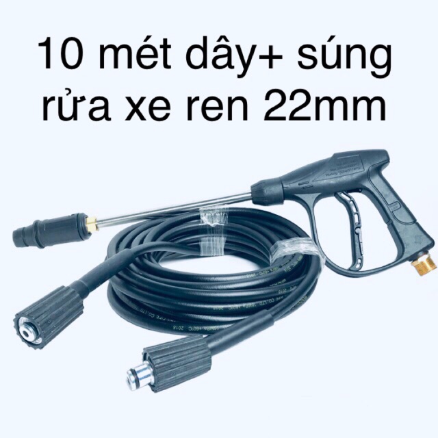 Dây súng rửa xe 10 mét+ súng ren 22mm