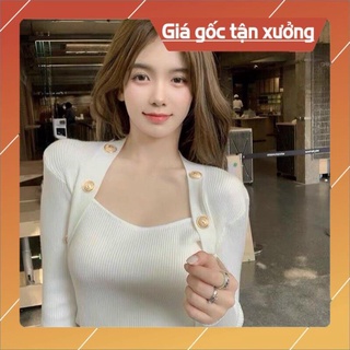Áo thun gân phối lụa dày mịn đẹp dài tay cổ chữ U