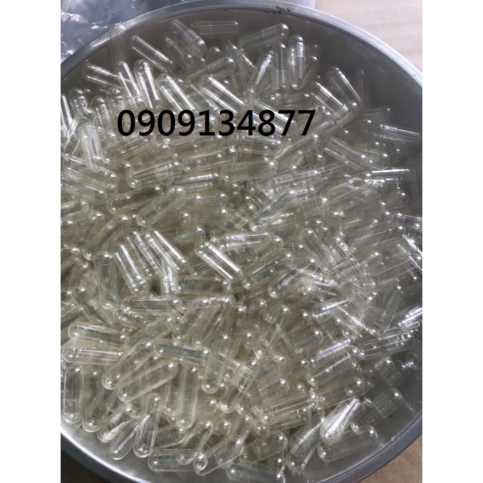 500 viên nang rỗng màu trong suốt 50g vỏ nang con nhộng gelatin capsule empty size 00,0, 1