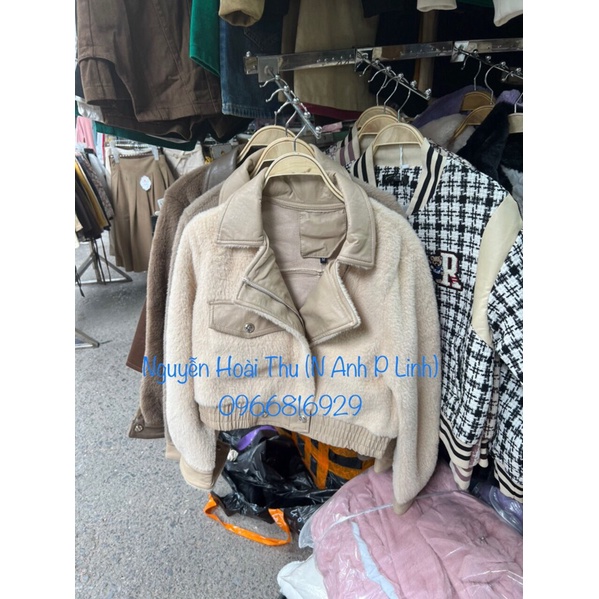 Áo Dạ Lông Mịn Pha Cổ Da Hàng Quảng Châu Loại 1