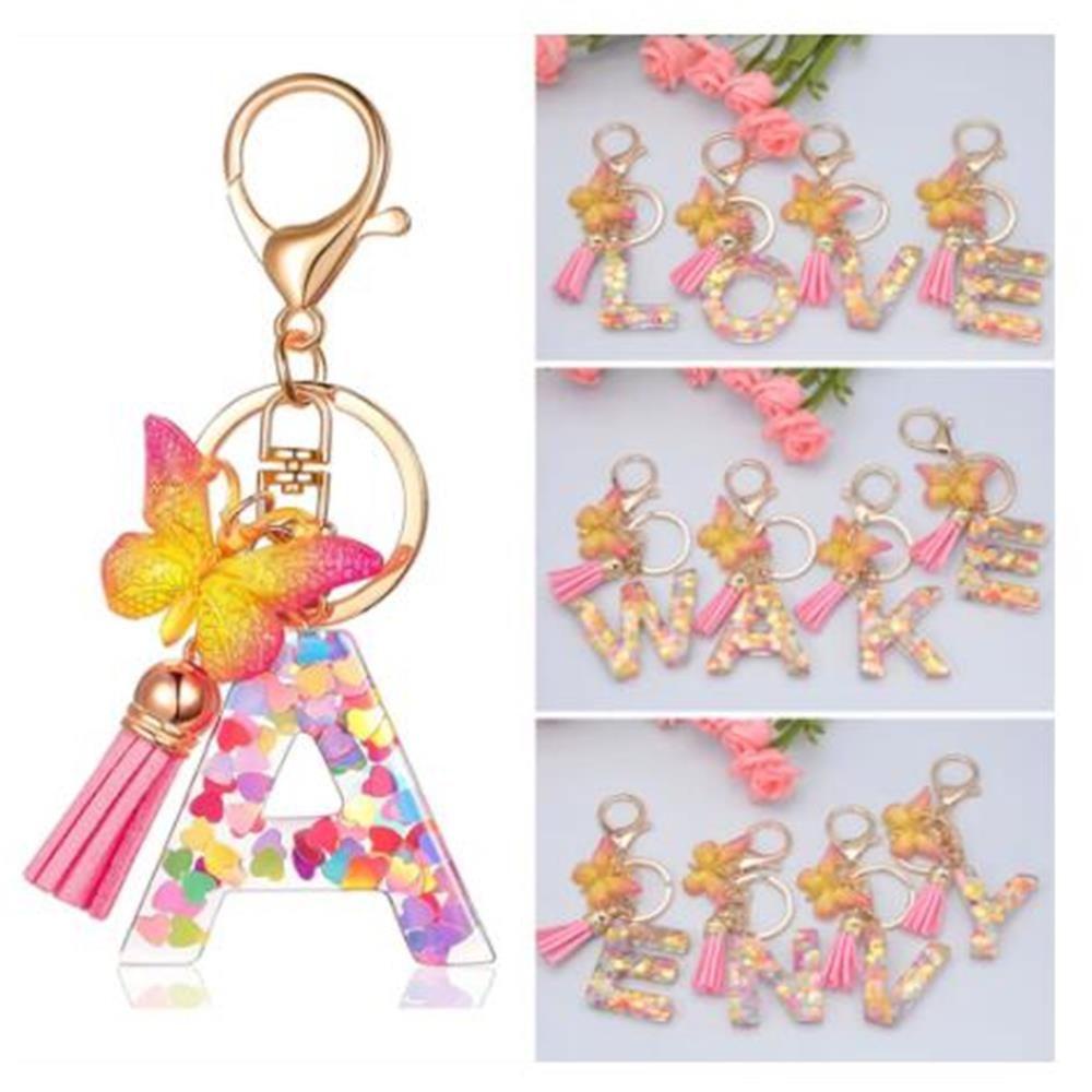 Móc Khóa Resin Phối Tua Rua In Chữ Thời Trang Cho Nam Và Nữ