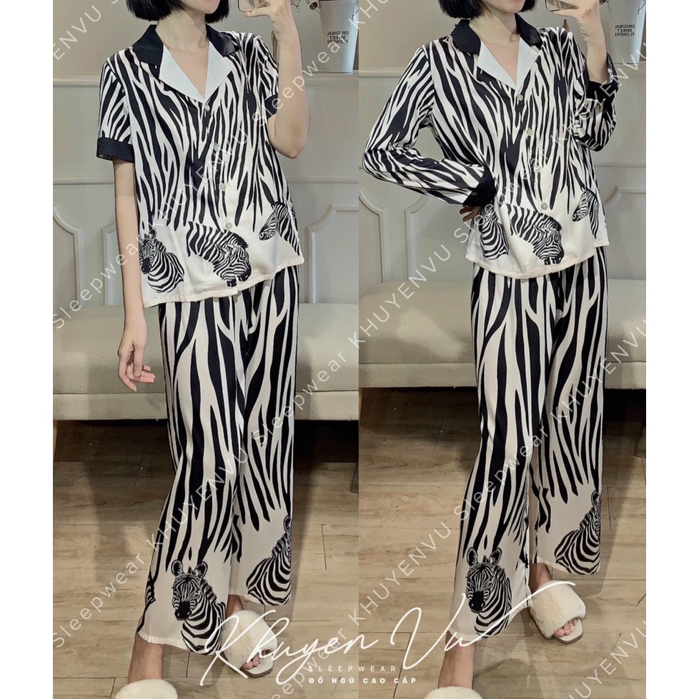 (Hình thật) Set Đồ bộ Pijama - Bộ đồ mặc nhà chất mango thiết kế siêu sang tay ngắn quần dài