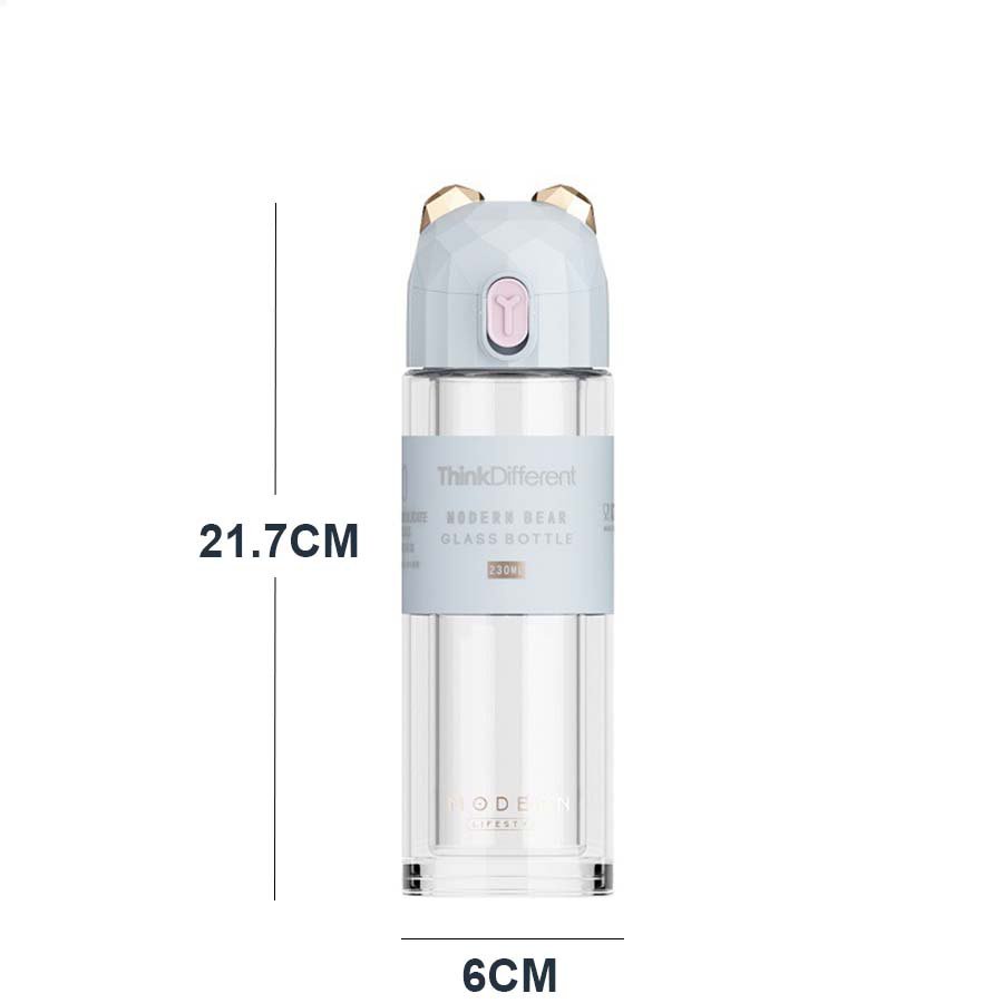 Bình Đựng Nước 2 Lớp Cách Nhiệt  Nắp Gấu Sang Trọng 230 ML J-097