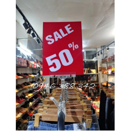 Kẹp nhựa trong suốt, kẹp sale giảm giá, wobbler quảng cáo, wobbler sale  W- 002