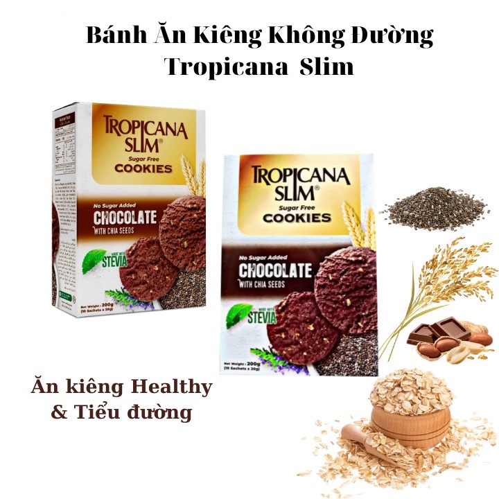 Combo 2 Hộp Bánh Quy Ăn Kiêng Vị Socola Hạt Chia Thương Hiệu Tropicana Slim - Nhập Khẩu Indonesia