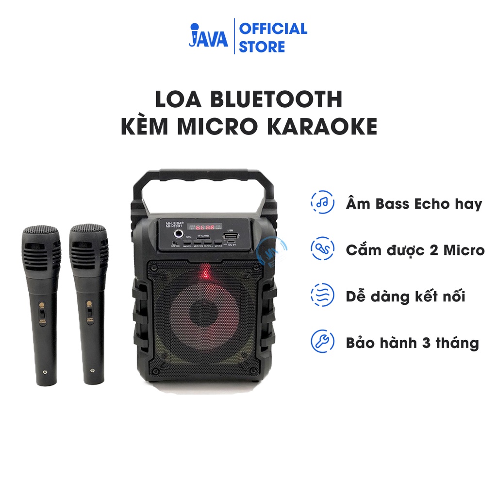 [ TẶNG 1 HOẶC 2 MICRO] Loa Kẹo Kéo Karaoke Bluetooth Mini - Loabluetooth- JAVA33bt