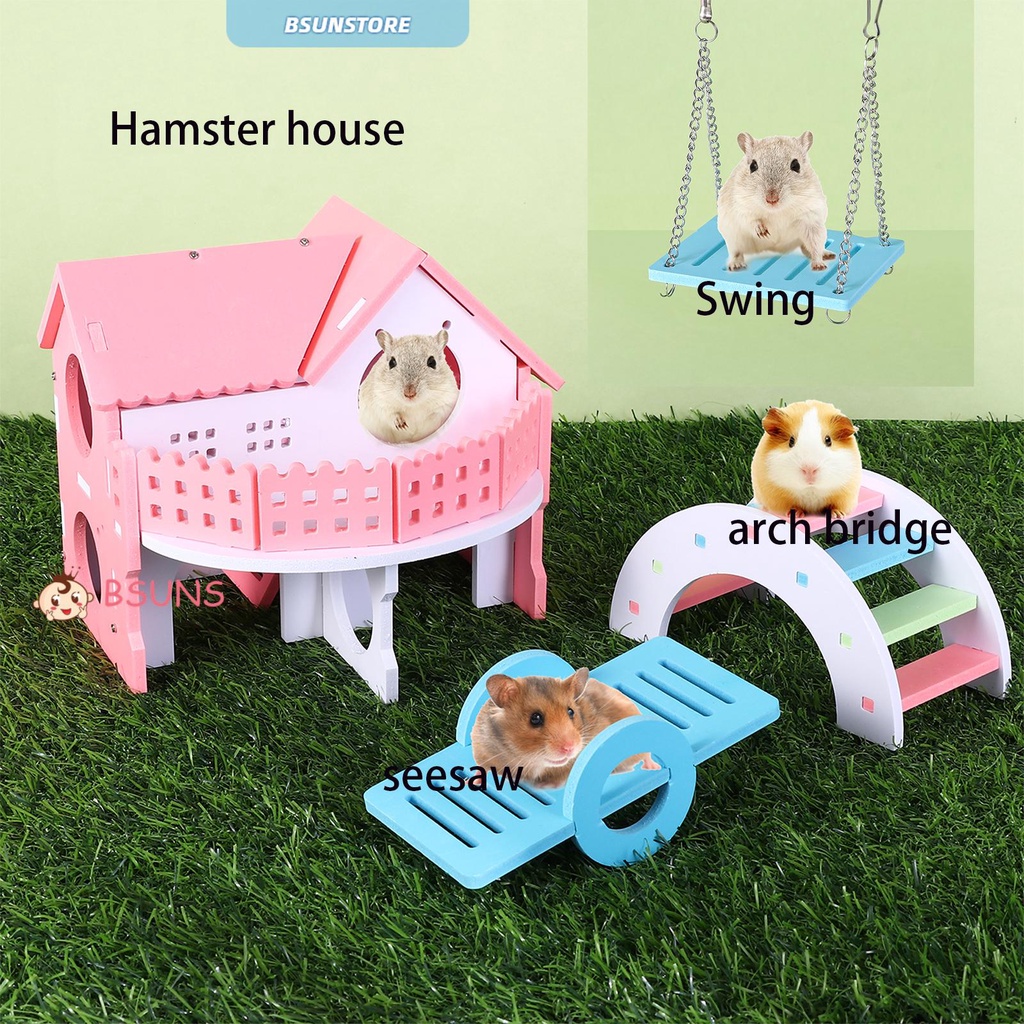 Đồ Chơi Bằng Gỗ Tuỳ Chọn Nhiều Màu Sắc Cho Chuột Hamster Tập Thể Dục Thể Thao