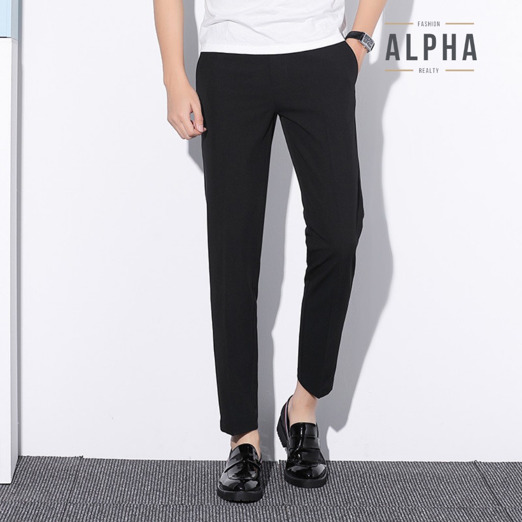 Quần tây nam Alpha vải Hàn cao cấp dáng côn co giãn tốt - QA