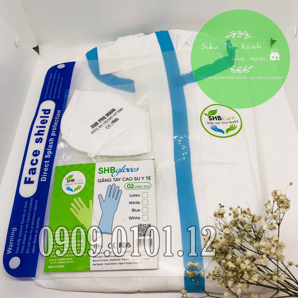 Bộ quần áo bảo hộ chống dịch cấp độ 4 SHB pro mask, Đồ bảo hộ y tế 7 món level 3 có giấy kiểm định