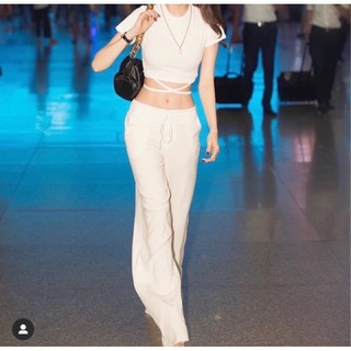 Áo kiểu croptop buộc dây cột tròn