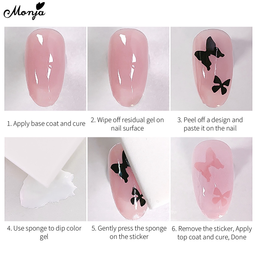 Miếng dán trang trí móng tay Monja họa tiết 3D DIY