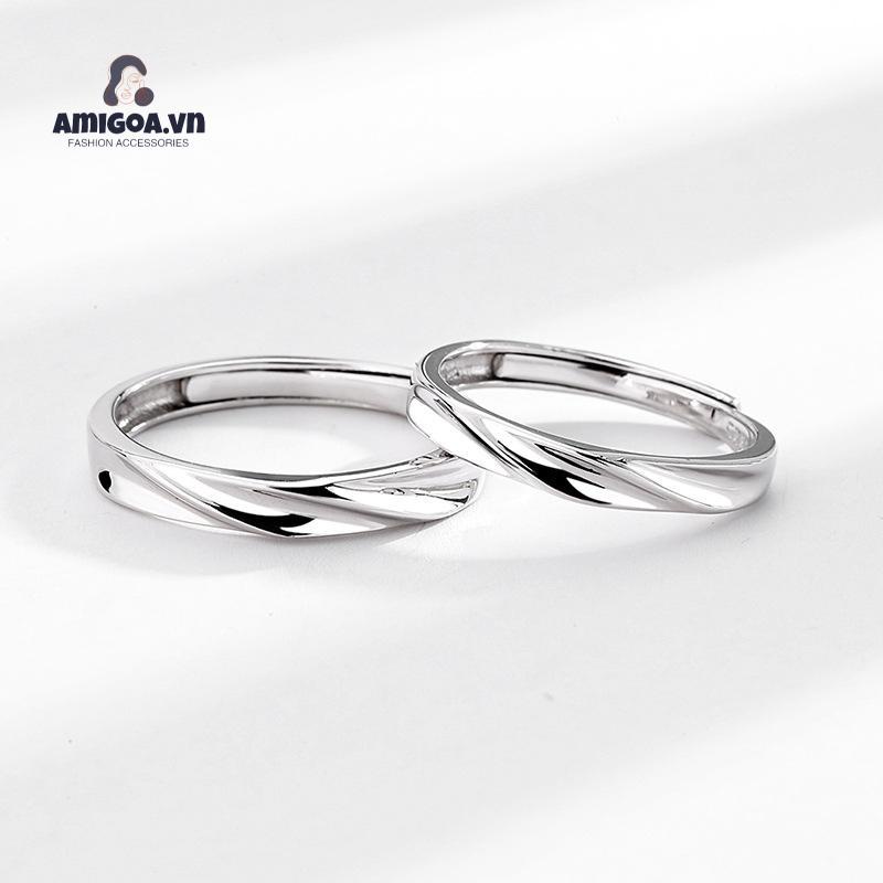 ✨✨Nhẫn đôi  cao cấp, nhẫn bạc nam đơn giản, nhẫn bạc nữ đính đá đẹp. Nhẫn cặp mới nhất 2022