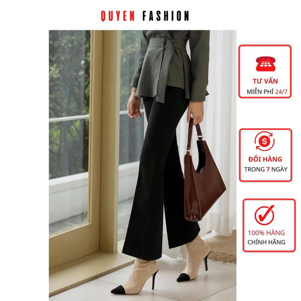 Quần Tây Nữ Thời Trang Công Sở Quyên Fashion, Dáng Đứng Gấu Loe Nhẹ Thời Trang QQ211