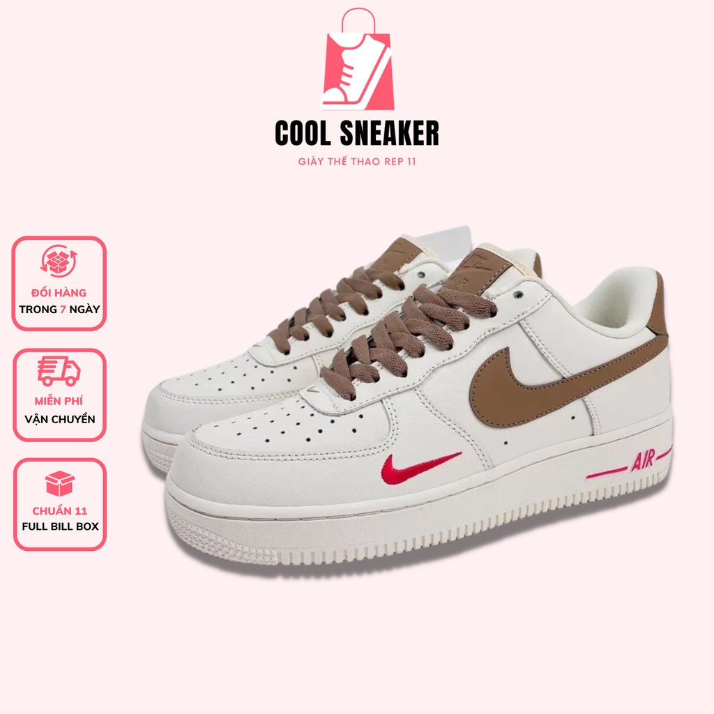 Giày Thể Thao Sneaker 𝗡𝗶𝗸𝗲 𝗔𝗙𝟭 trắng vệt nâu - Giày AF1 Vệt Nâu Nam Nữ Full Size Full Bill Box
