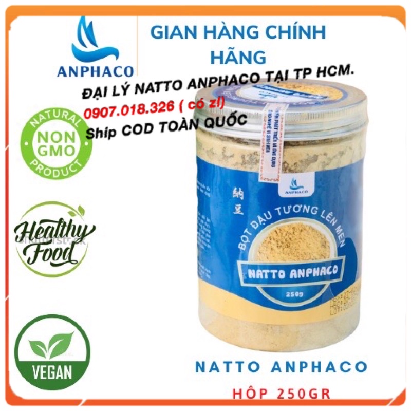 &lt;keto, thực dưỡng, ăn chay&gt; 500 gr đậu tương lên men Natto Anphaco (1 hủ bột và 1 hủ viên tía tô)