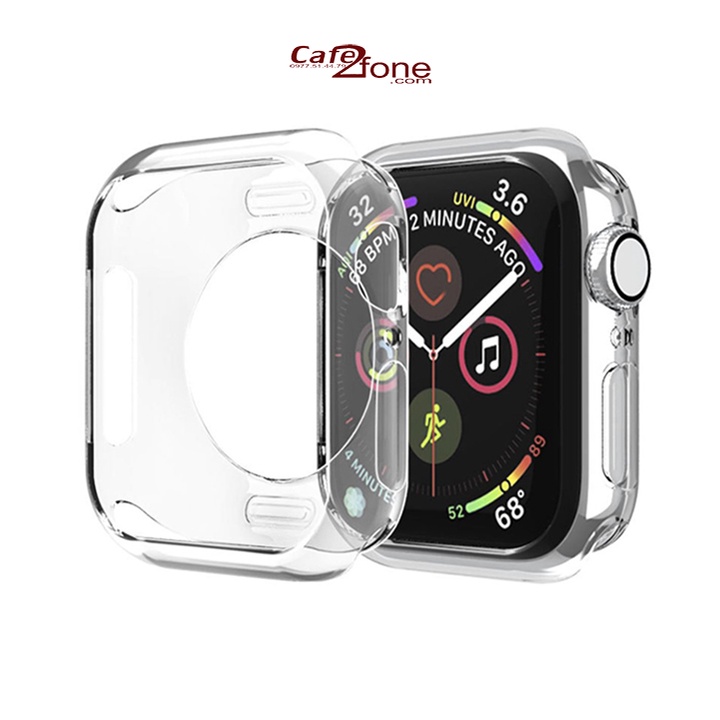 Ốp Apple Watch dẻo viền, chống sốc, chống trầy, trong suốt, full series - Cafe2fone
