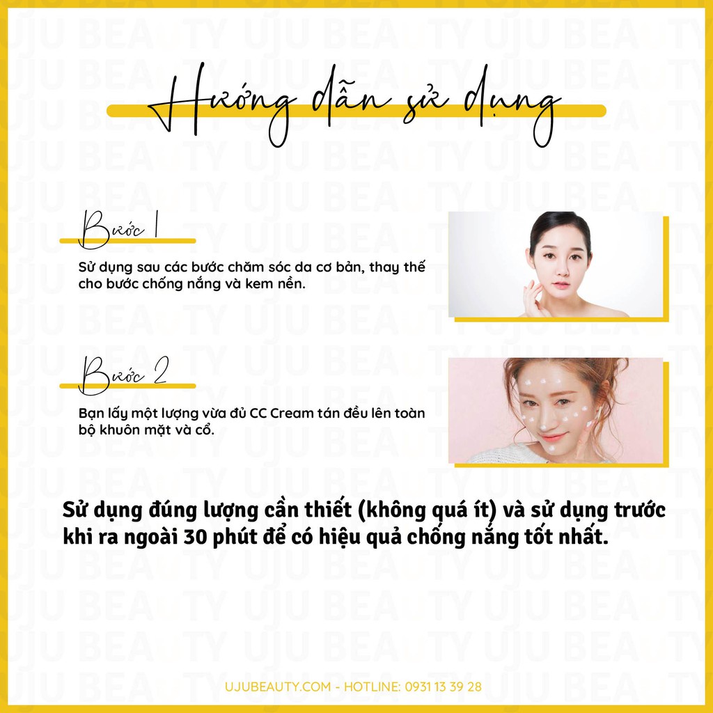 Kem chống nắng trang điểm Guboncho CC Cream SPF 50 PA+++ chống nắng tốt và làm đều màu da tự nhiên