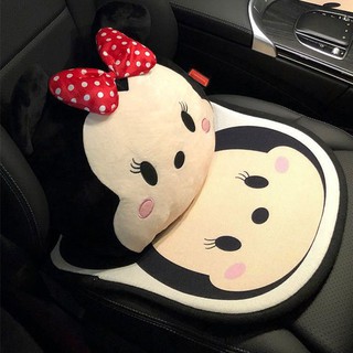 ♈Bộ gối tựa lưng ô tô hoạt hình sáng tạo Mickey đầu cao cấp cá tính kê cổ dễ thương nữ <