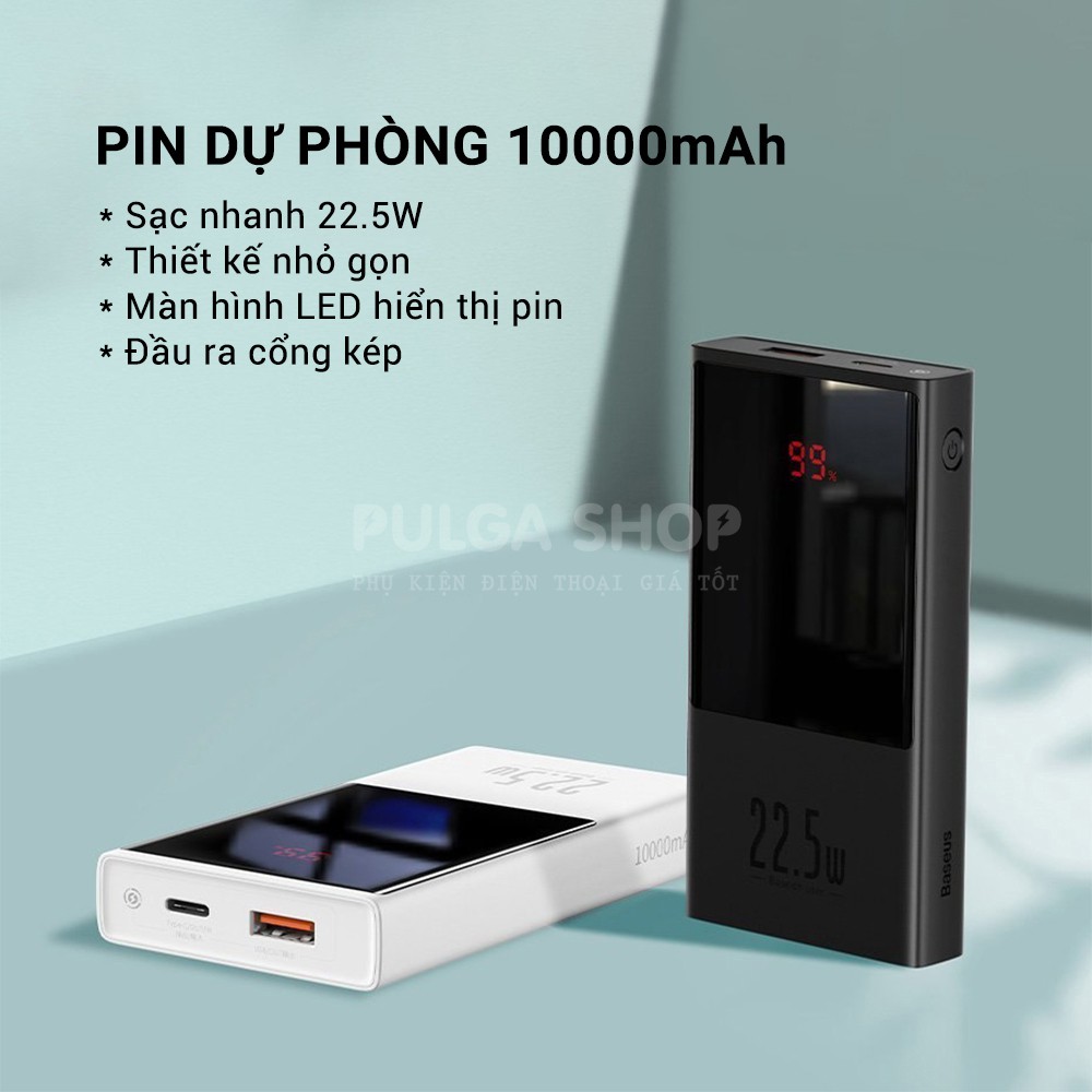 Pin Dự Phòng Mini Sạc Nhanh Baseus 10000mAh Công suất 22.5W Hỗ Trợ QC3.0/PD3.0 Cho Iphone Samsung Xiaomi Huawei Oppo