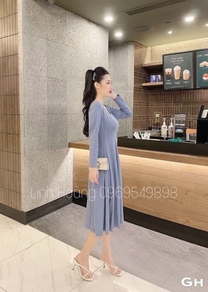 Váy zip xòe cổ tròn dài nhiều màu