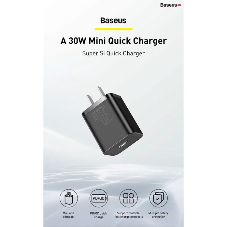 Củ sạc nhanh Baseus Super Si Quick Charger 30W dùng cho iPhone/ Samsung/ OPPO