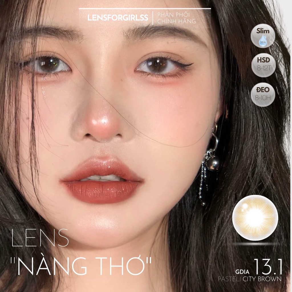Kính áp tròng màu pastel PASTELI CITY BROWN chính hãng ISHA KOREA| Hsd 8-12 tháng | Lens cận