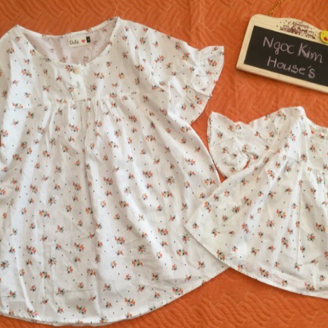 Set áo baby doll mẹ và bé gái thiết kế