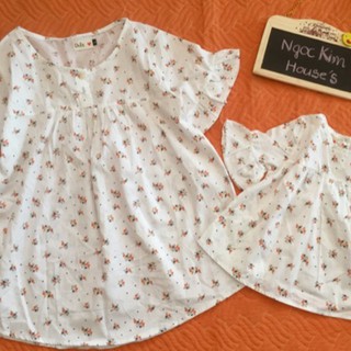 Set áo baby doll mẹ và bé gái thiết kế