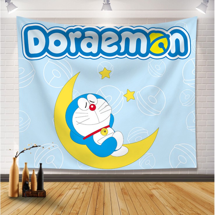 Thảm treo tường trang trí phòng ngủ hình Doremon dễ thương - BinaShop - Decor phòng ngủ siêu đẹp - Tặng kèm móc treo
