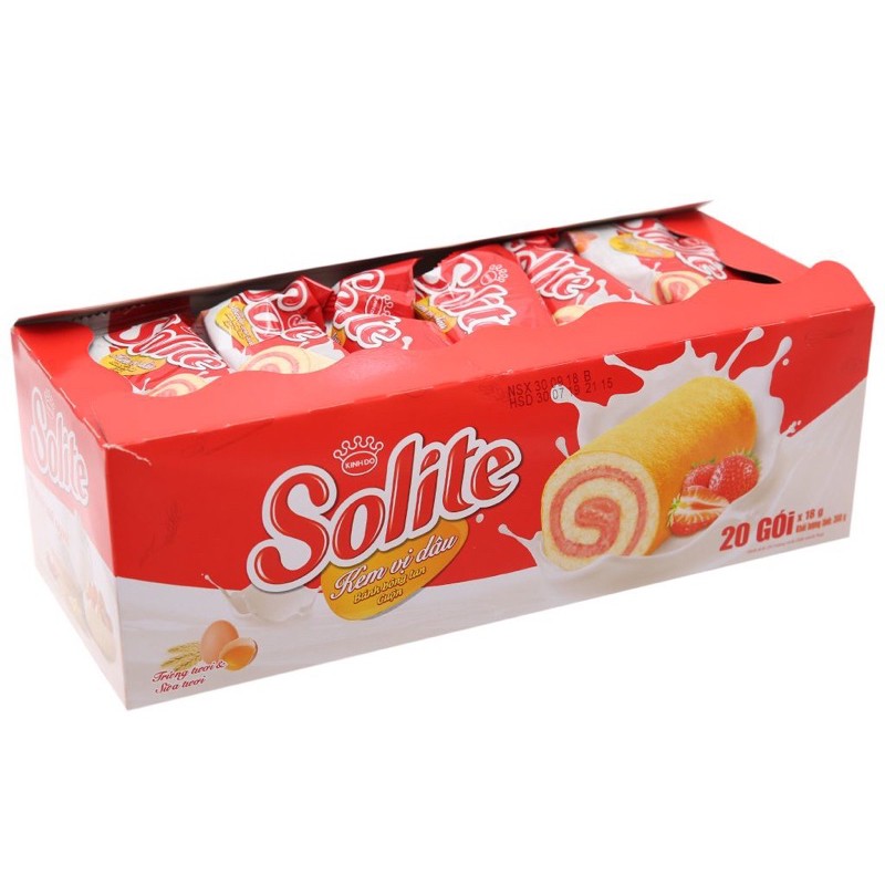 Bánh Bông Lan Cuộn Kem Solite - 20 gói x 360g