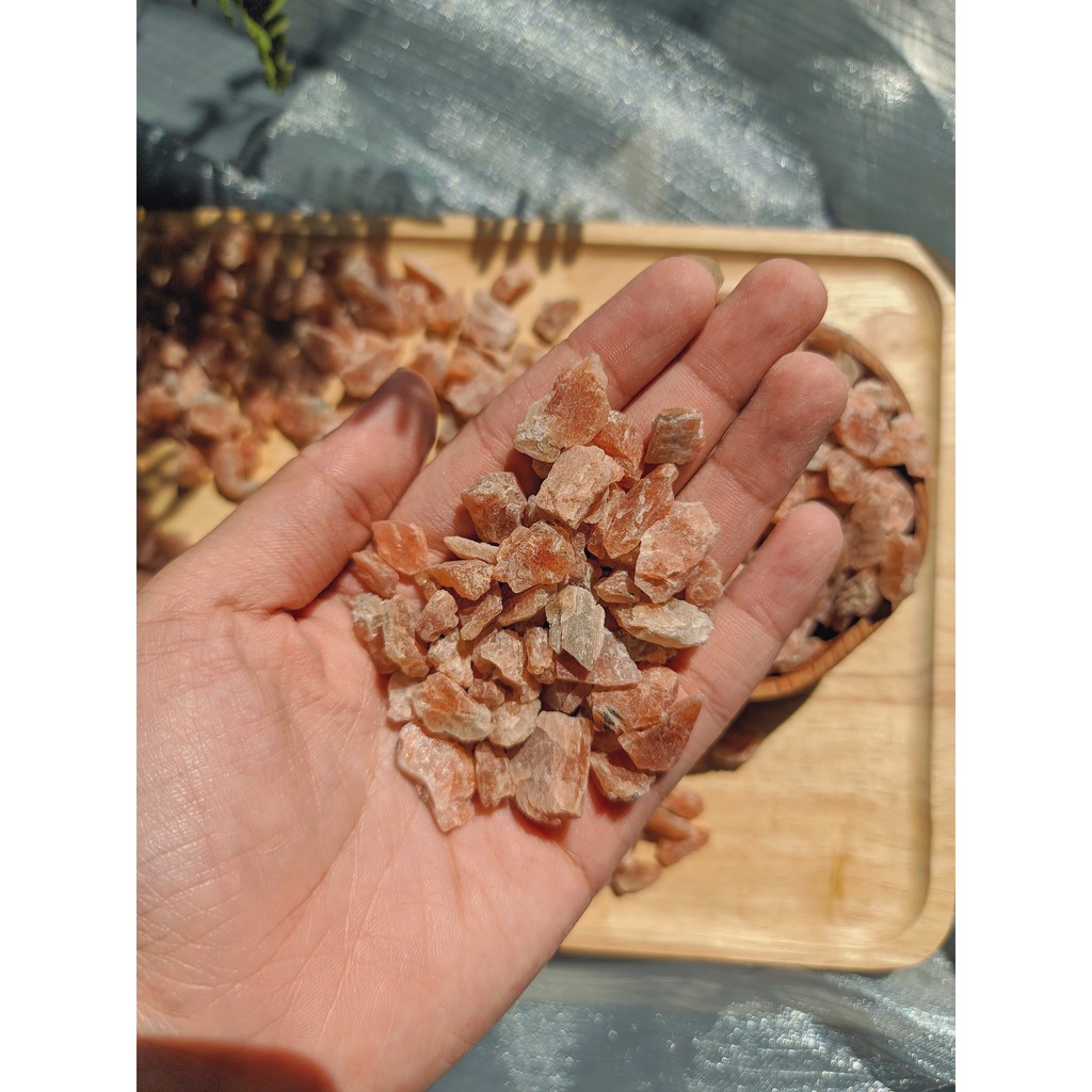 Vụn thô đá thanh tẩy Sunstone, đá phong thủy đá mặt trời tự nhiên dùng Tarot, Reiki, thiền định