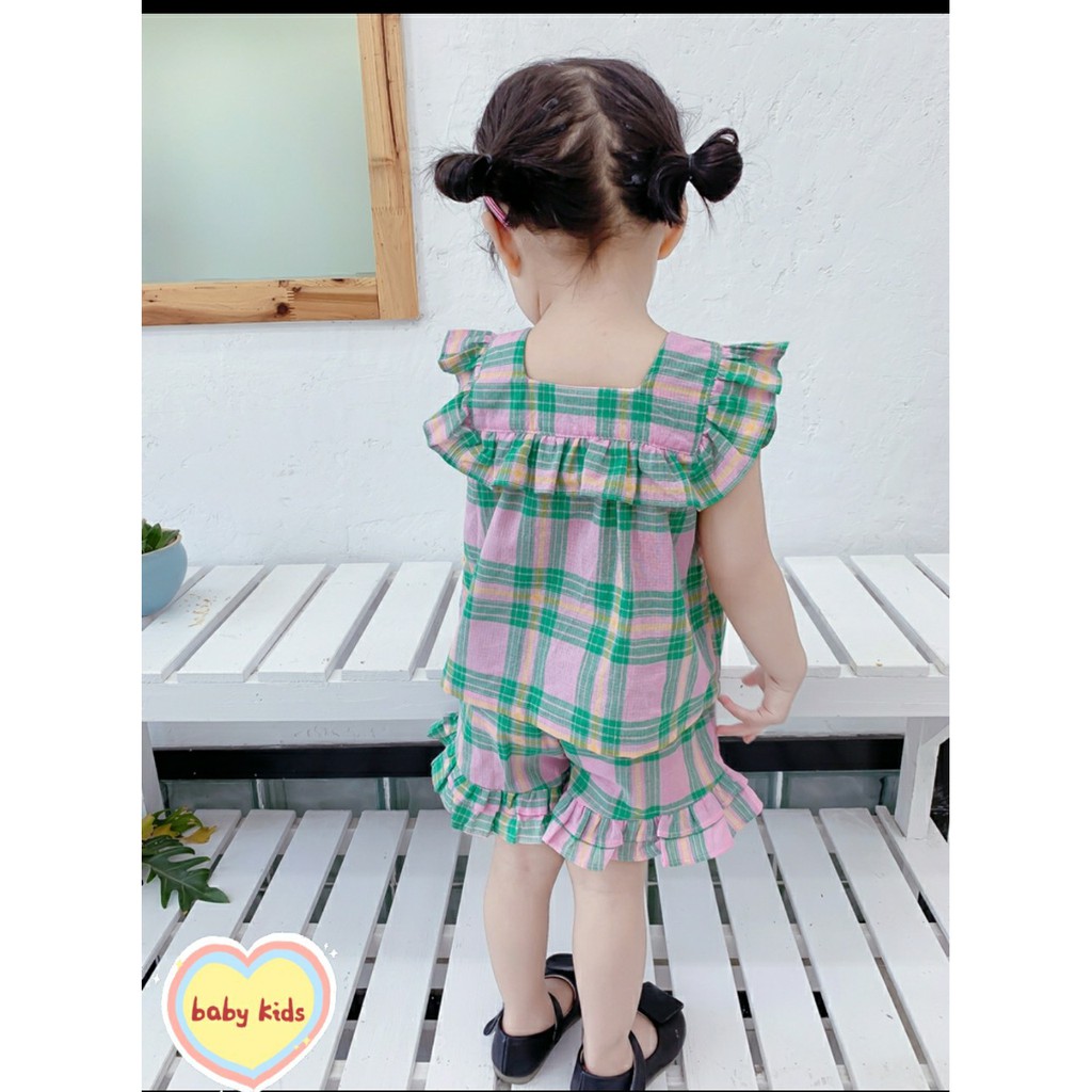 (6-18kg) Bộ đùi caro bé gái siêu cute mới về ( hình thật)