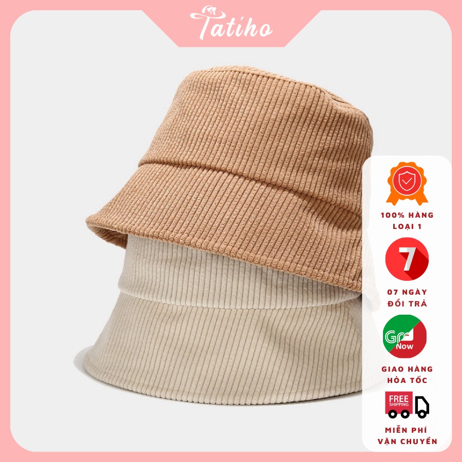 [Hàng Xịn, Giá Tốt] Nón Bucket (Mũ Vành) Unisex Ngắn Họa Tiết  Sọc Trơn Phong Cách Hàn Quốc - Chất Liệu Nhung - Mã NV026