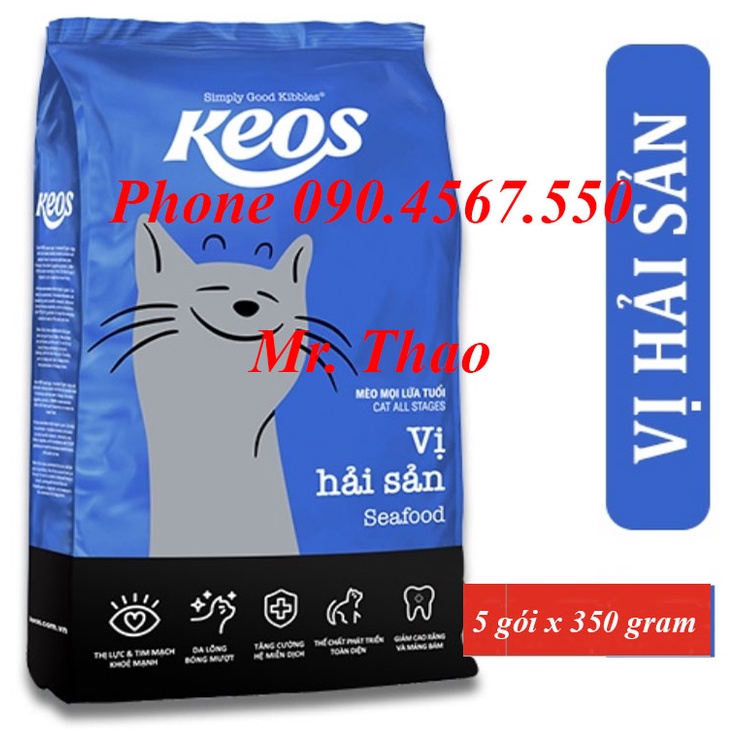 [3KG] Thức ăn vị hải sản dành cho mèo mọi lứa tuổi - KEOS CAT ALL STAGES SEAFOOD