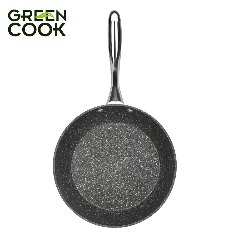 [Không Kén Bếp]Chảo đáy từ vân đá hoa cương chống dính Green Cook GCP08 sâu lòng tay cầm inox chống bỏng chắc chắn