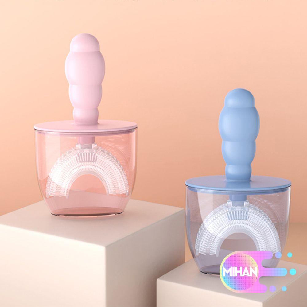 [Hàng mới về] Bàn chải đánh răng hình chữ U bằng silicon có nắp đậy chống bụi cho bé