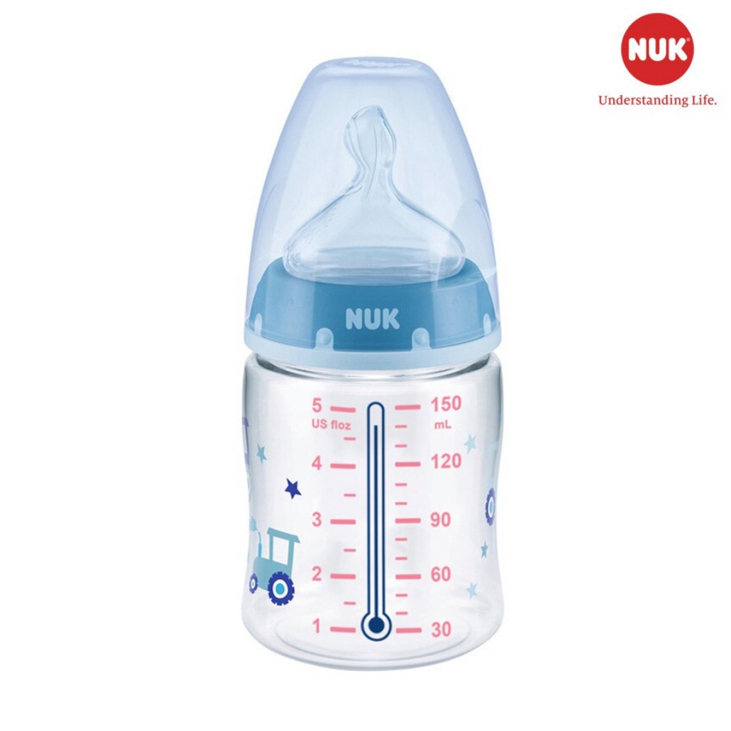 Bình Sữa Cảm Biến Nhiệt Cho Bé NUK Chất Liệu Nhựa PP Và Silicon Y Tế An Toàn 150ml-300ml NU36923