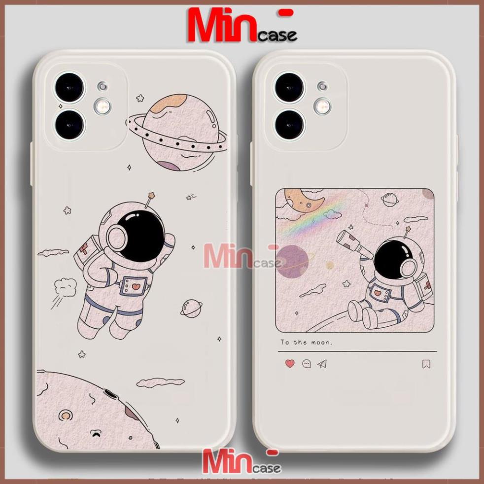 Ốp lưng iPhone Phi hành gia Nasa Cute cạnh viền vuông silicon mềm dẻo cho iphone 6/6s/7/8/X/XS/11/12/13 Pro Plus Max