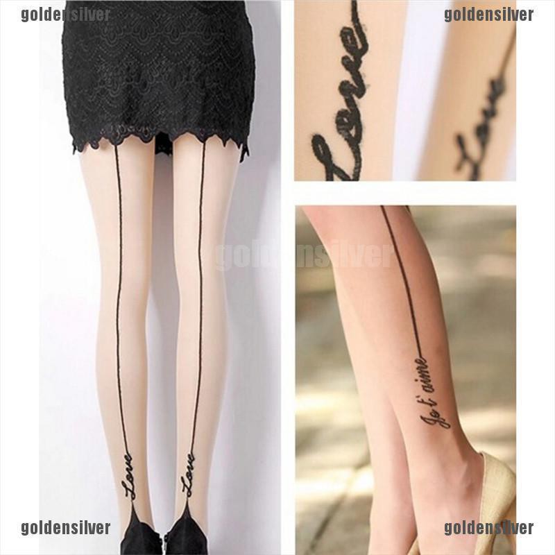 [gold] Quần Tất Bó Sát Cao Tigh In Hình Xăm Chữ Tiếng Anh Tình Yêu Cho Nữ