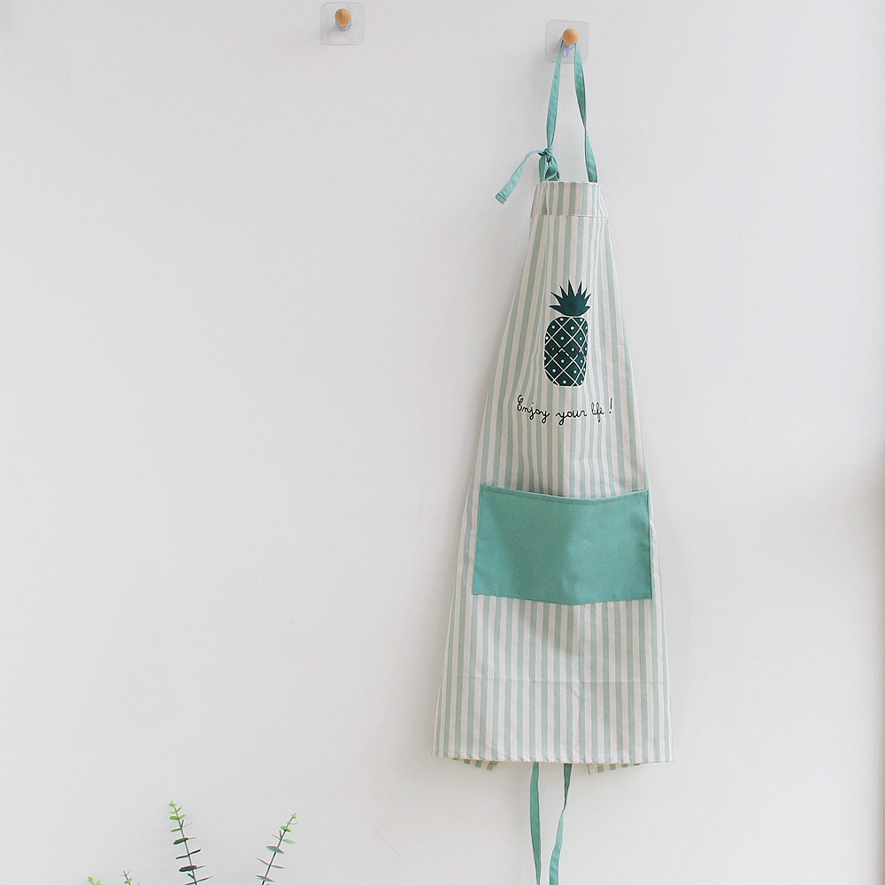 Tạp dề cotton có túi họa tiết sọc thơm- hatimoon - HTD34209
