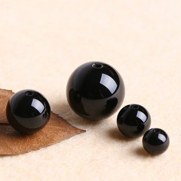 Chuỗi Hạt Đá Mã Não Đen Tự Nhiên 4A