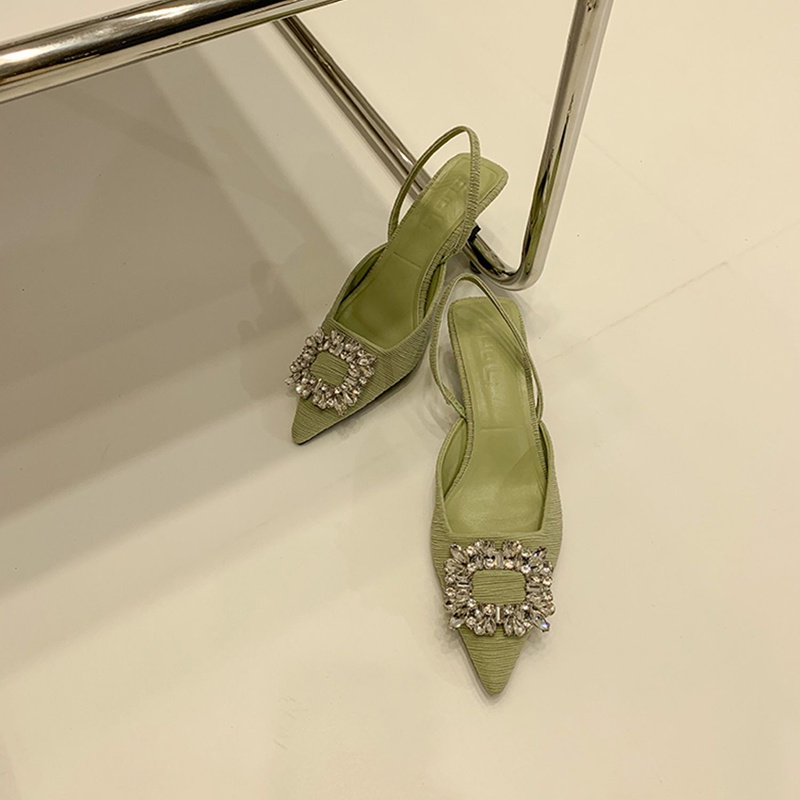 IELGY Giày Cao Gót Mũi Nhọn Đính Đá Thời Trang Dành Cho Nữ