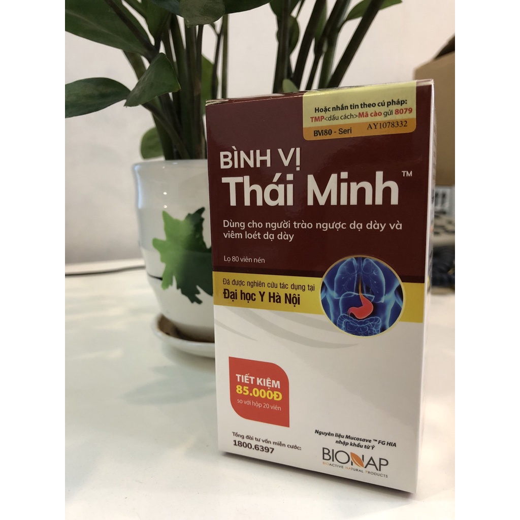 Bình vị Thái Minh lọ 80 viên - Dùng cho người tào ngược dạ dày và viêm loét dạ dày.
